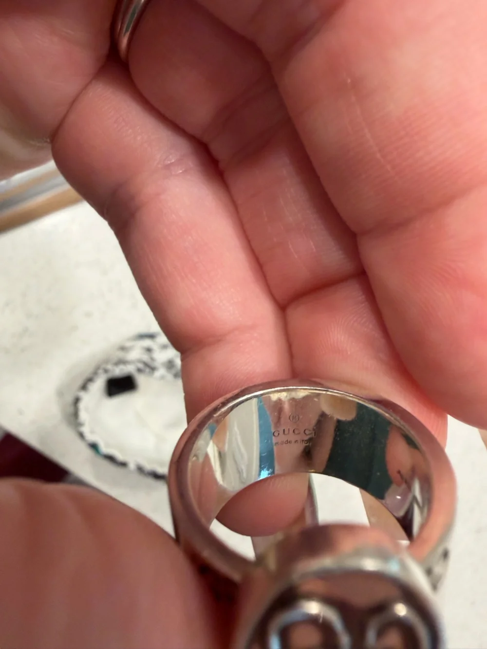 Gucci Silver Ghost Motif Ring - Silver